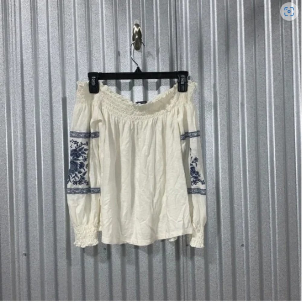 Embroidered Cold Shoulder Top